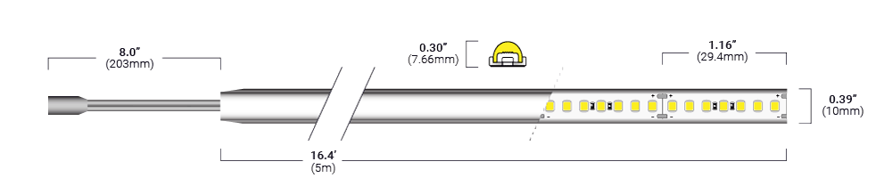Smooth Line Strip Light Dimensions