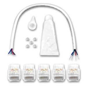 (5) WP Ribbon to Wire Connector Kits for DX 50/50 10mm RGB LED Strips IP67