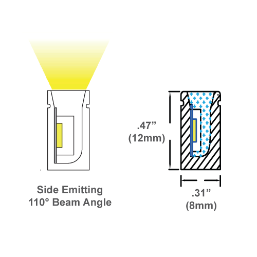 White LED Neon Waterproof Horizontal Bend Side Emitting - ETL 24VDC - 197"(5m) - Image 3