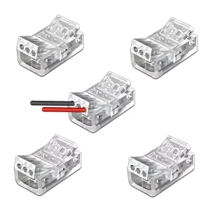 (5) Custom Wire Lead Locking Connectors for 8mm Dotless Light Strips