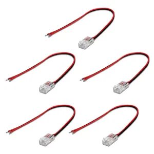 (5) 8" Wire Lead Locking Connectors for 8mm Dotless Light Strips
