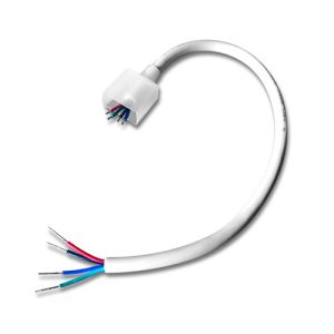 Silicone End Cap with Hole and 4 Wire Lead for Flat Side Emitting RGB Neon Flex