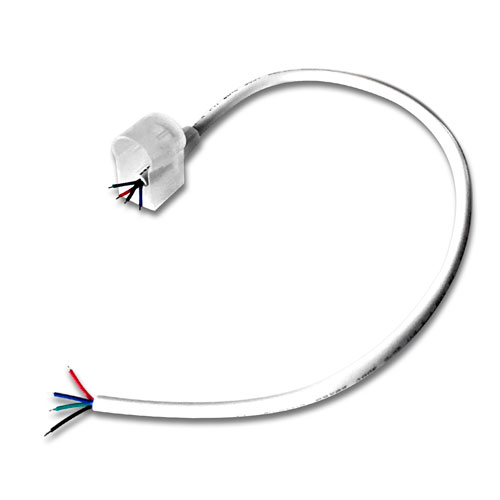 Silicone End Cap with Hole and 4 Wire Lead for Round Side Emitting RGB Neon Flex