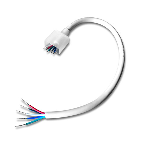 Silicone End Cap with Hole and 5 Wire Lead for Flat Top Emitting RGBW Neon Flex