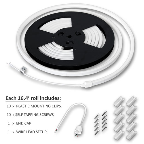 White LED Neon Round Waterproof Vertical Bend Top Emitting - ETL 24VDC - 197"(5m) - Image 4