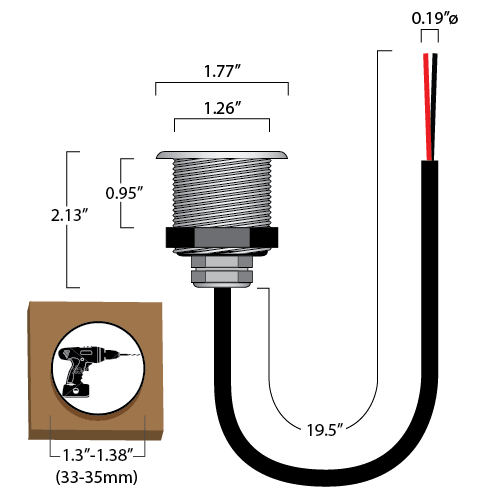 1.75" LED Recessed Light Screw Down 60° - 12VDC, IP67 SS316 - Image 2