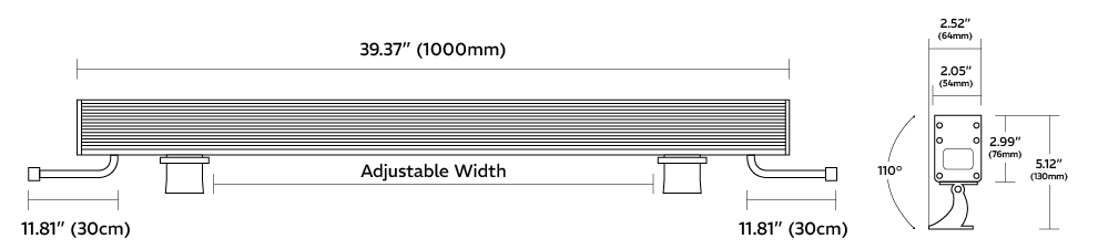 RGBW DMX Fixture Dimensions